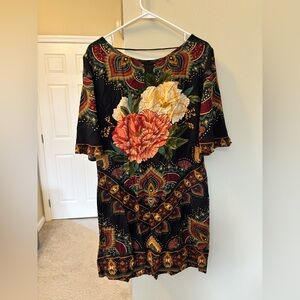 FARM Rio Black Floral Boho Dress